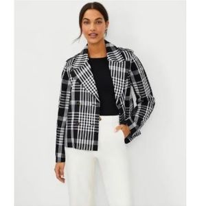 Ann Taylor Cropped Plaid Swing Jacket Size L